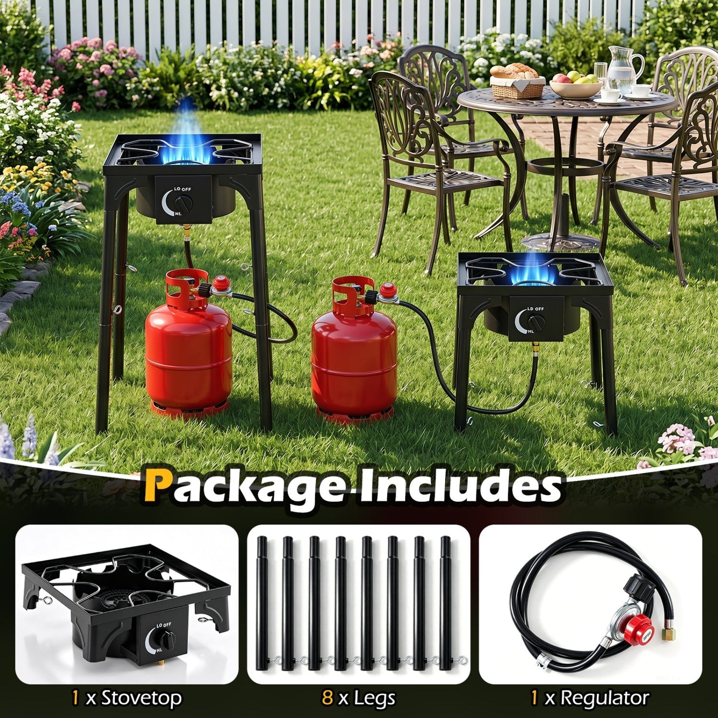 Propane Camping Stove 80000 BTU Single Burner with Regulator