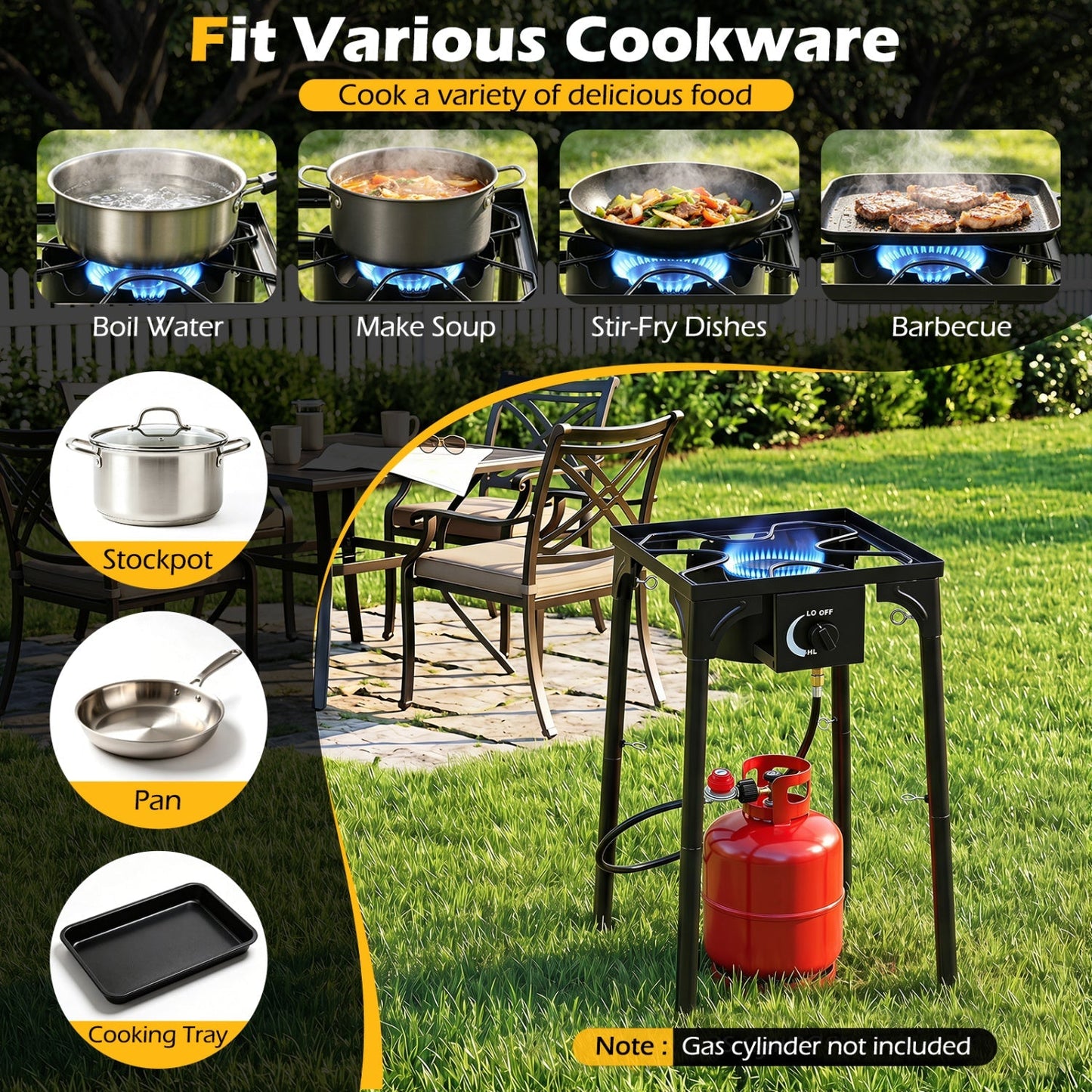 Propane Camping Stove 80000 BTU Single Burner with Regulator