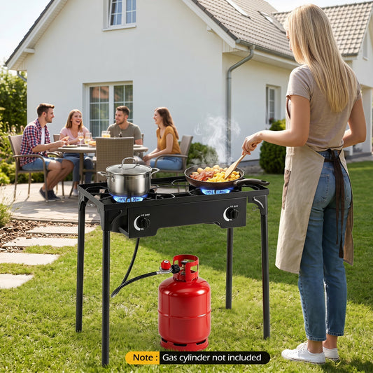 2 Burner Propane Stove 160000 BTU with Adjustable Regulator