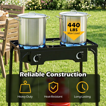 2 Burner Propane Stove 160000 BTU with Adjustable Regulator