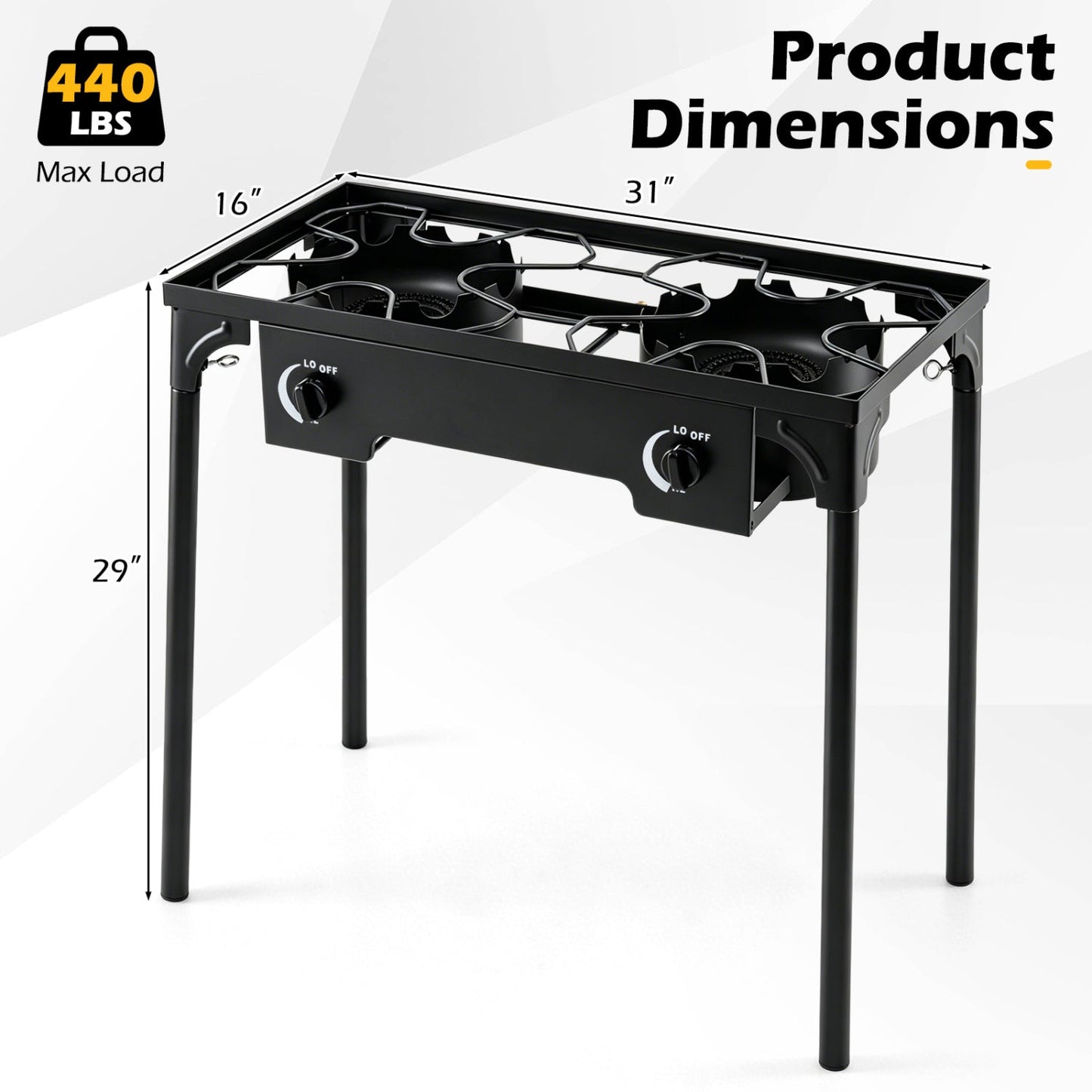 2 Burner Propane Stove 160000 BTU with Adjustable Regulator