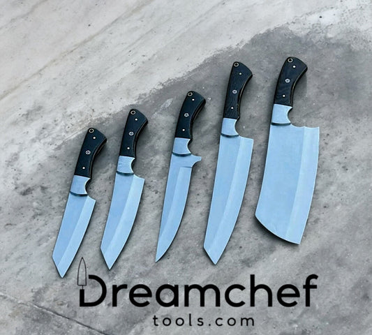 Chef's Knife Set – 13” Handmade J2 Steel Chef Knife with Epoxy Resin Handle & Leather Sheath