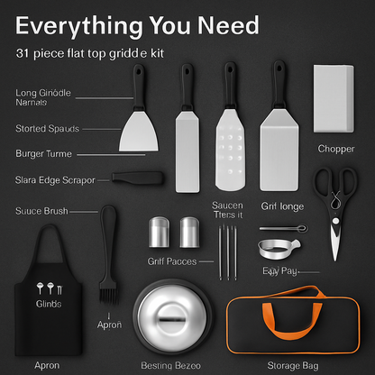 Griddle Accessories Kit with Spatulas & Press