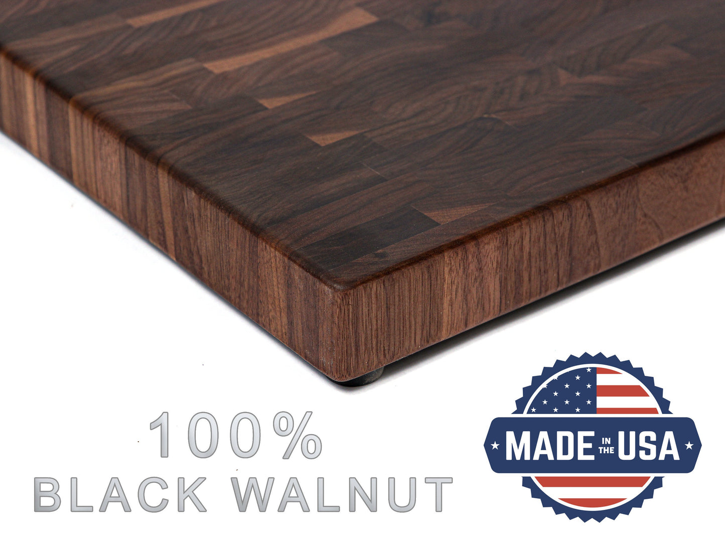 Large End Grain Walnut Cutting Board, Walnut Butcher Block with Rubber Feet, Up to 2” Thick, Wedding Gift, Anniversary Gift, USA Made