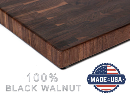 Large End Grain Walnut Cutting Board, Walnut Butcher Block with Rubber Feet, Up to 2” Thick, Wedding Gift, Anniversary Gift, USA Made